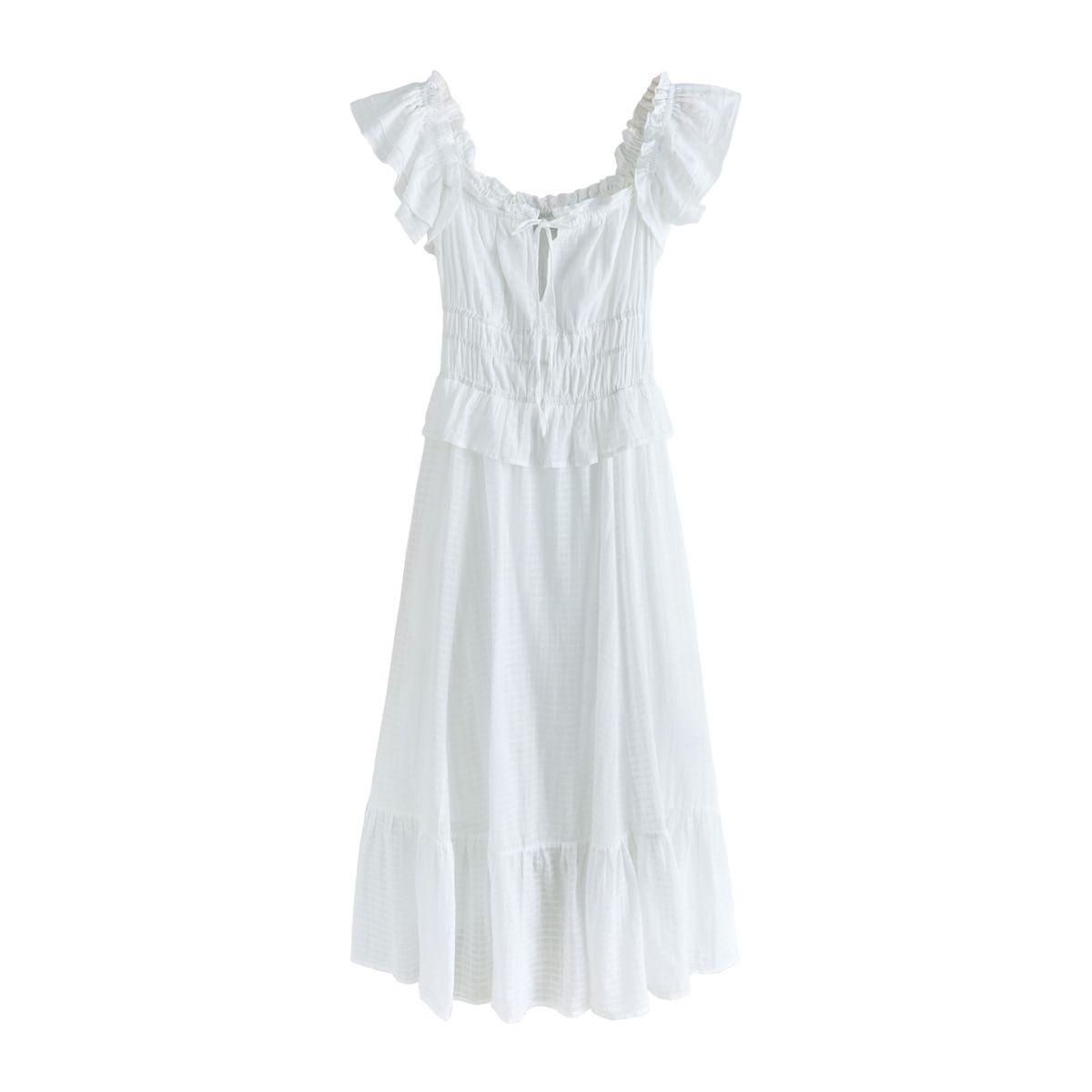 Robe à col carré et manches évasées blanc, NEXT