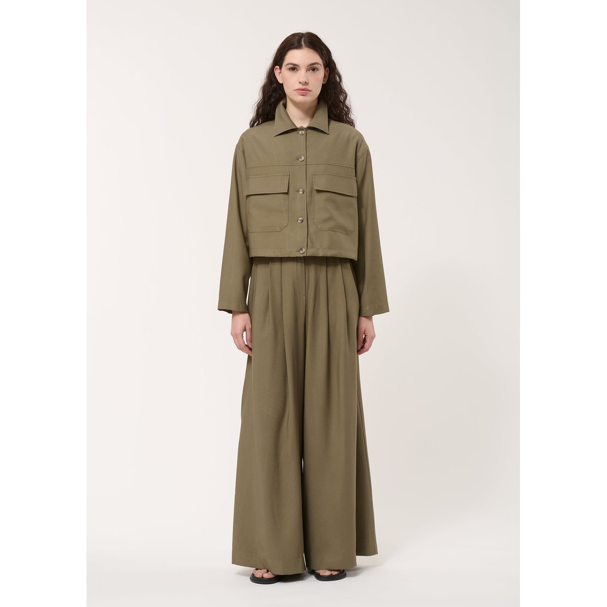 Chemise courte à coulisse kaki, HUMILITY