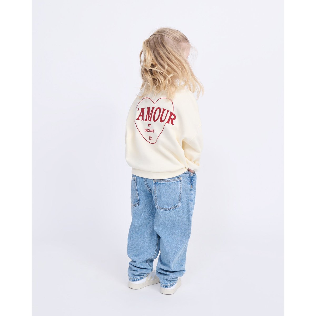 Sweat L'amour est déclaré brodé beige crème, EMOI EMOI