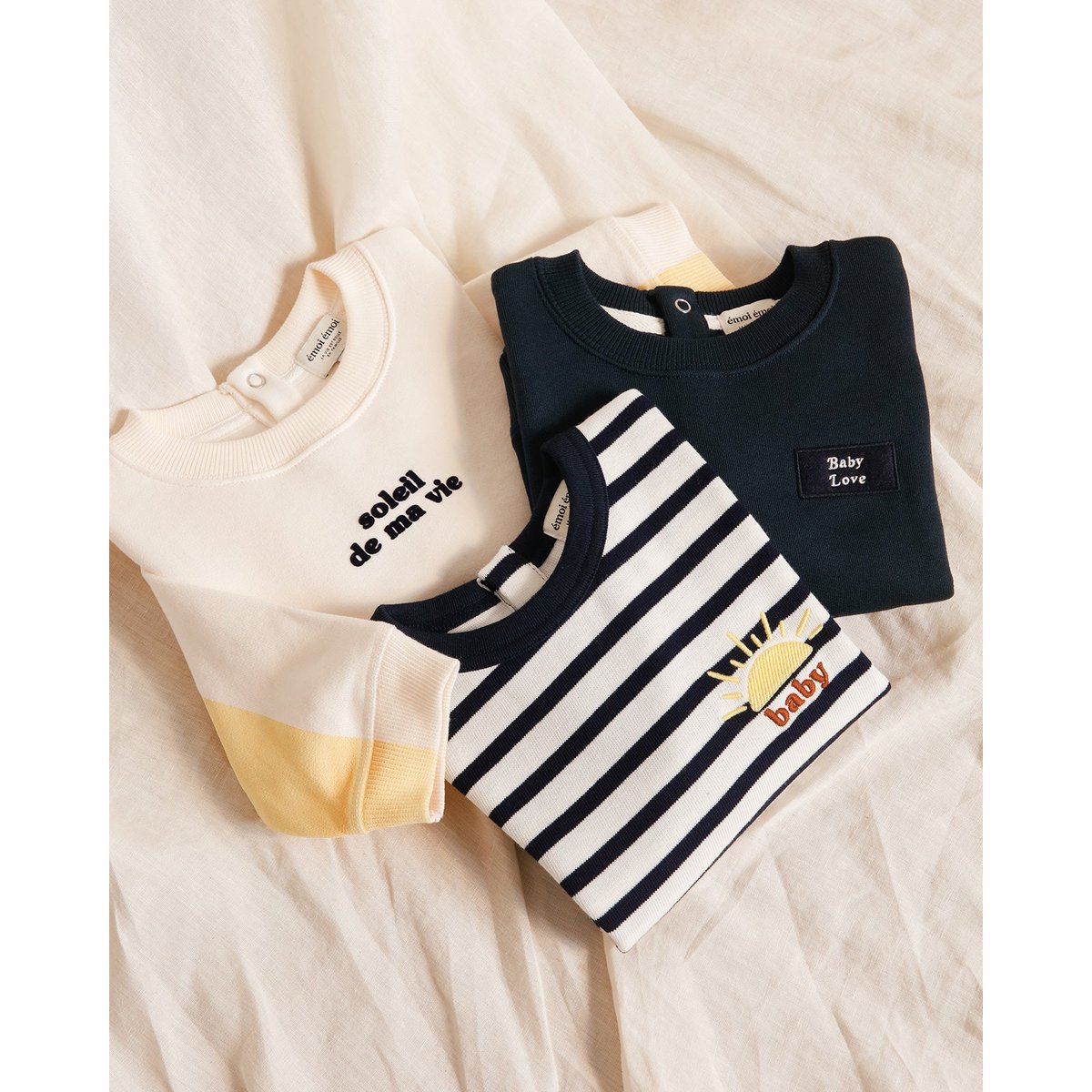 Sweat mini patch en coton bio, MINI PATCH bleu - charbon, EMOI EMOI