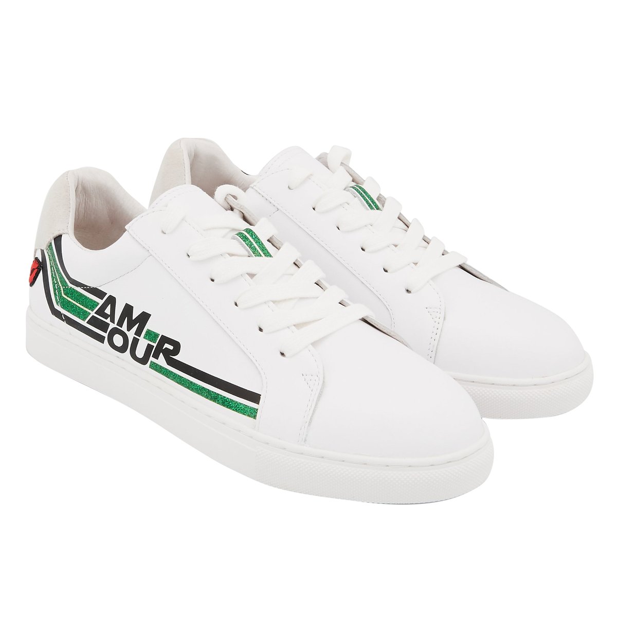 Baskets En Cuir Simone Retro Amour blanc, BONS BAISERS