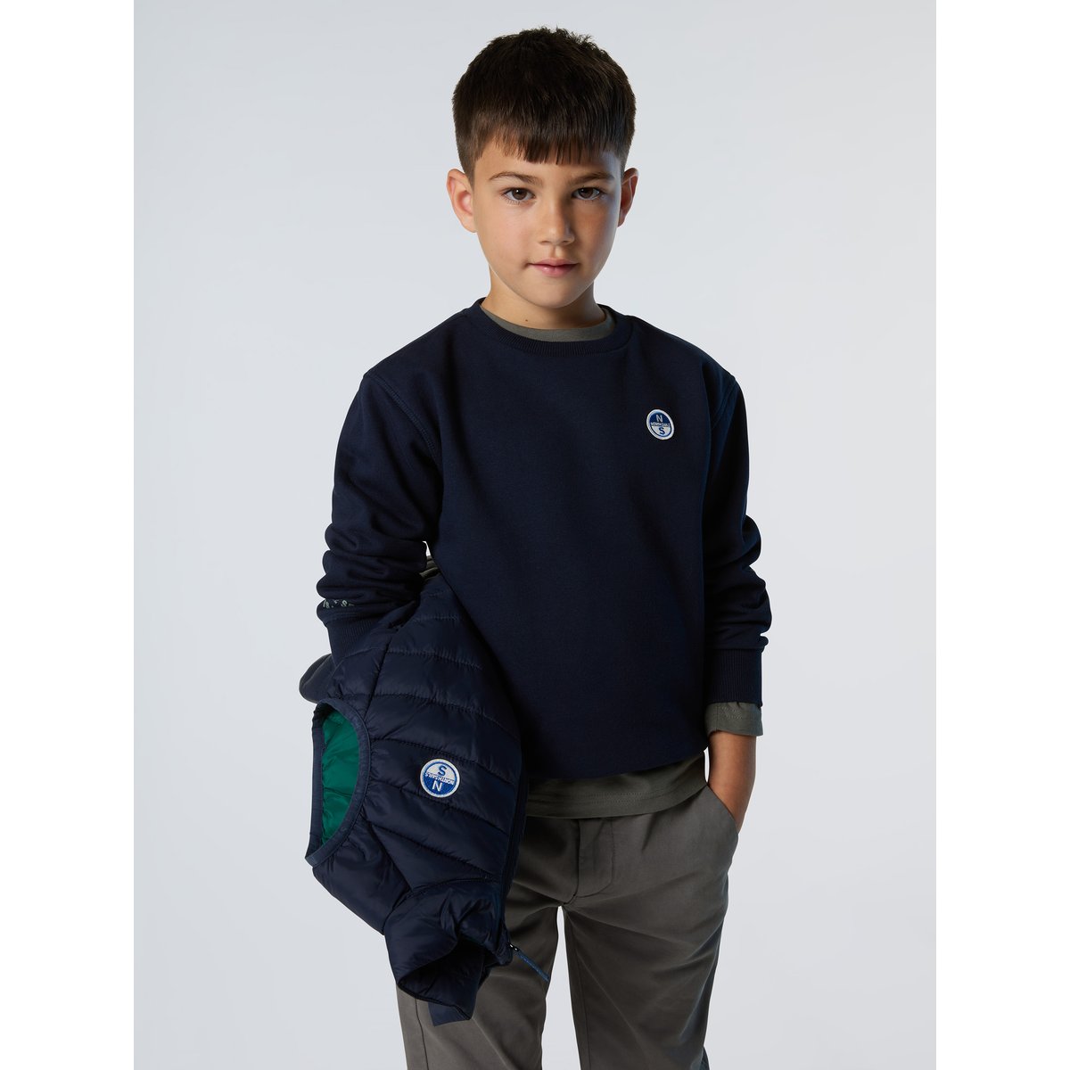 Sweat-shirt avec empiècement logo bleu marine, NORTH SAILS