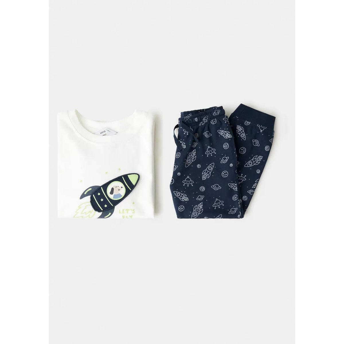 Pyjama long imprimé espace bleu marine foncé, MANGO BABY