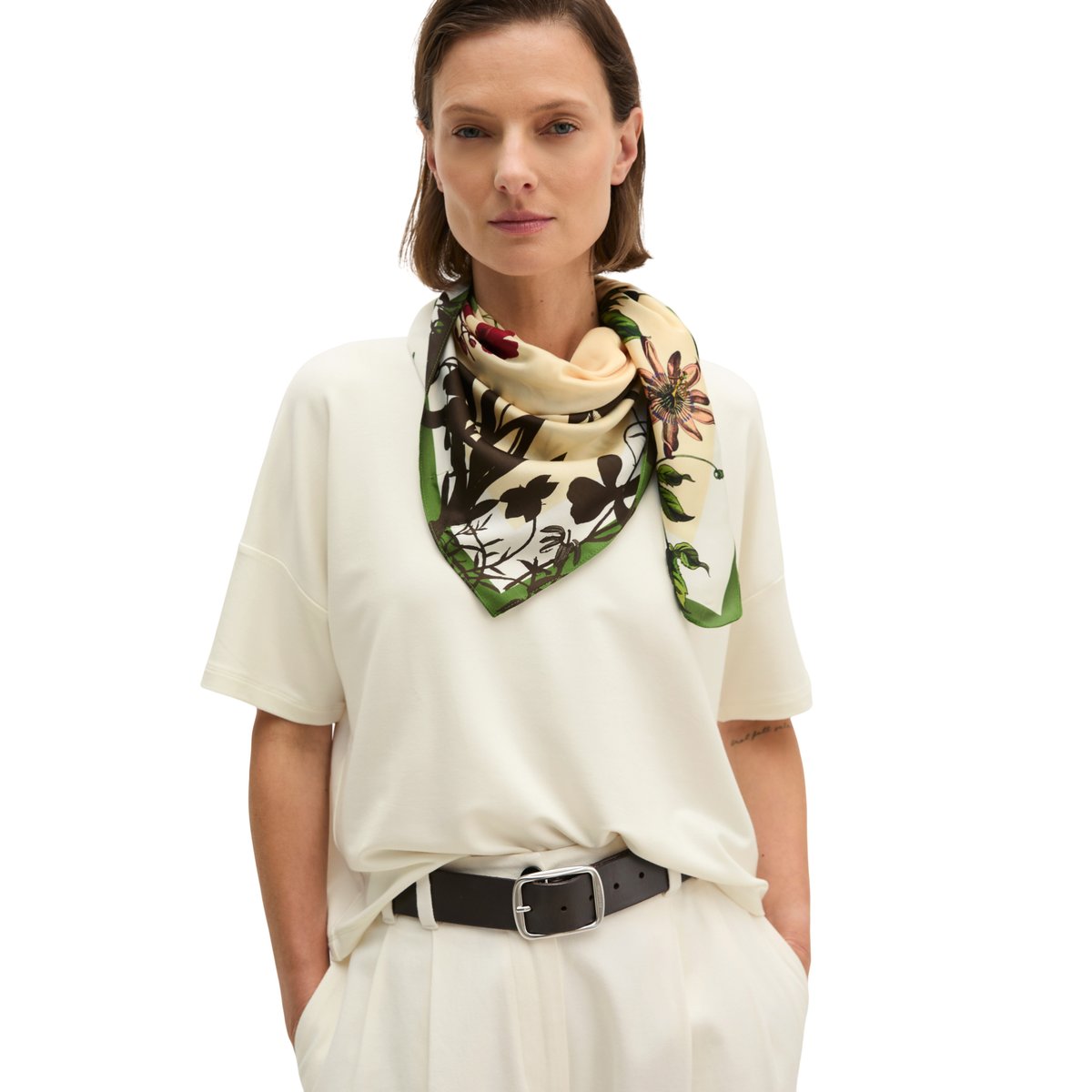 Foulard en satin avec un imprimé décontracté marron clair, MARC O'POLO