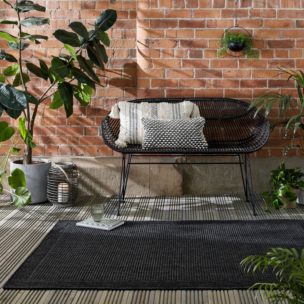 Tapis effet jute ALFRESCO charbon, FLAIR RUGS