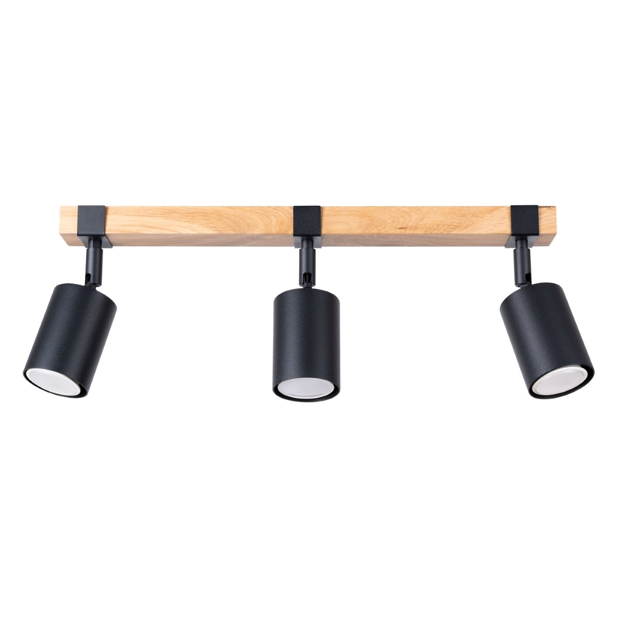 Plafonnier Acier Noir/Bois Naturel GU10 3 Fager noir, EDEN