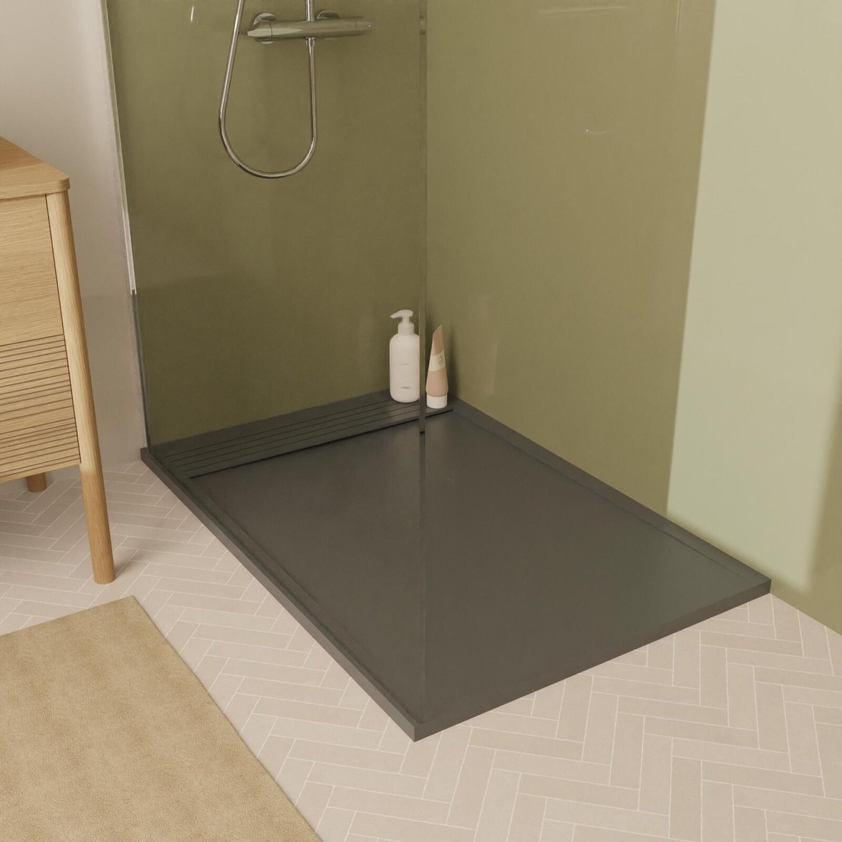 Receveur de douche en béton extra-plat JOSEPH gris, MOB IN