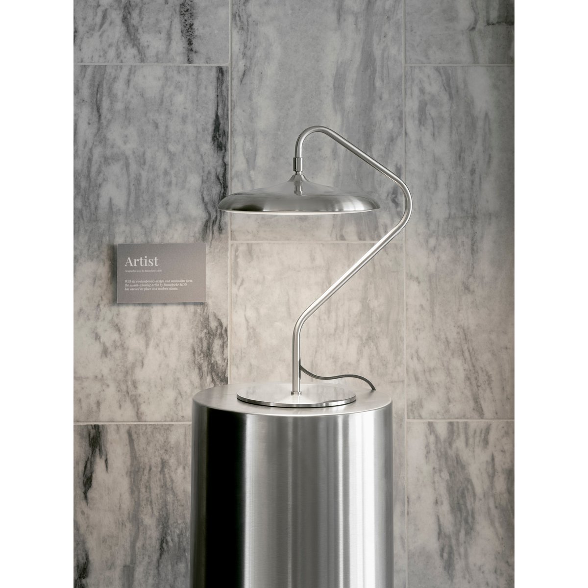 Lampe à poser LED design minimaliste en métal, ARTIST inox, DESIGN FOR THE PEOPLE