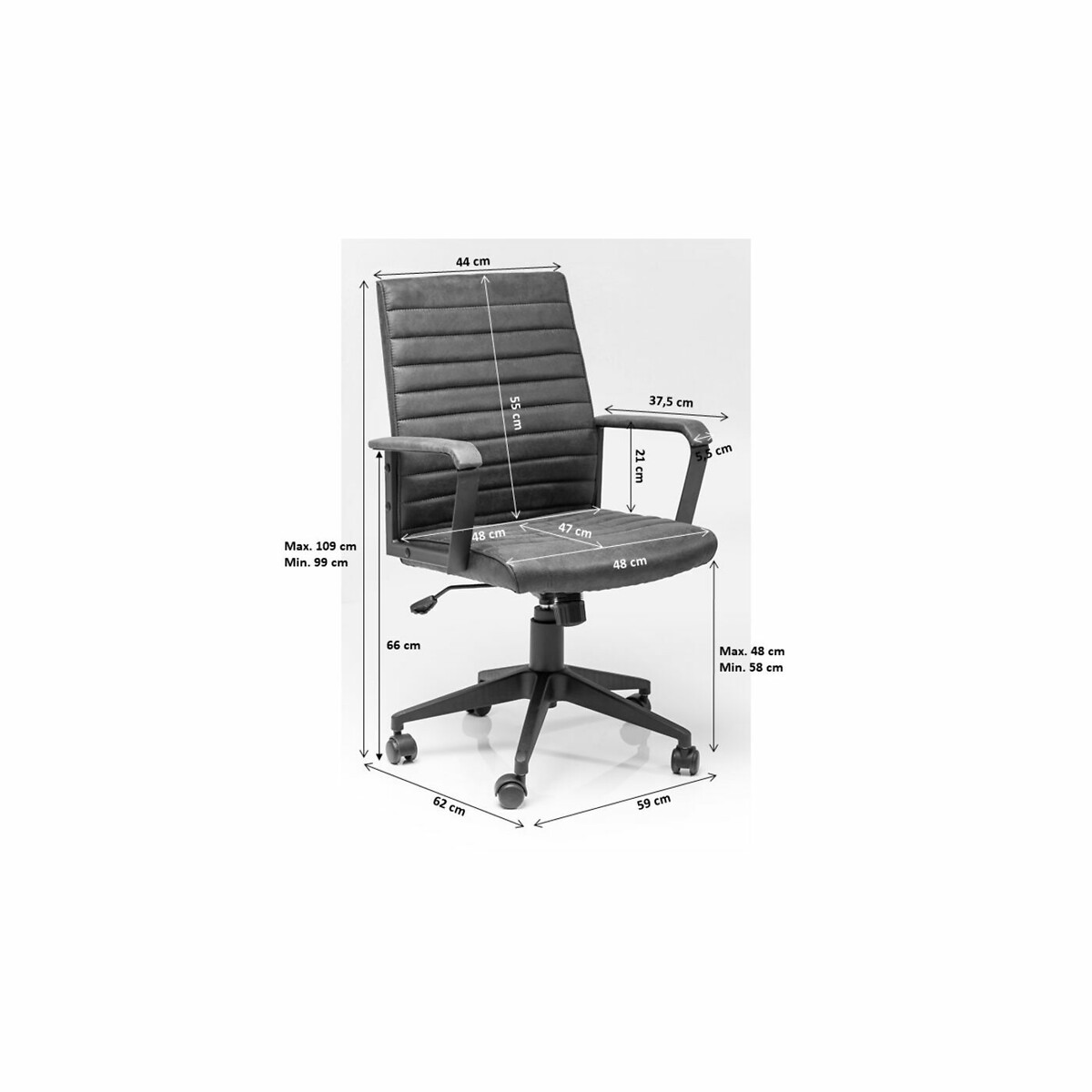 Chaise de bureau pivotante Labora marron marron, KARE DESIGN