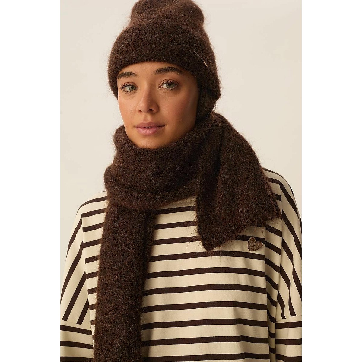 Alan Mohair Blend Beanie coffee, DES PETITS HAUTS