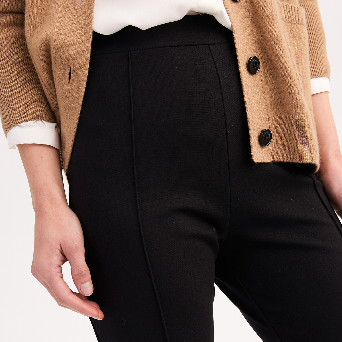Pantalones de pinzas de corte pitillo negro, ANNE WEYBURN