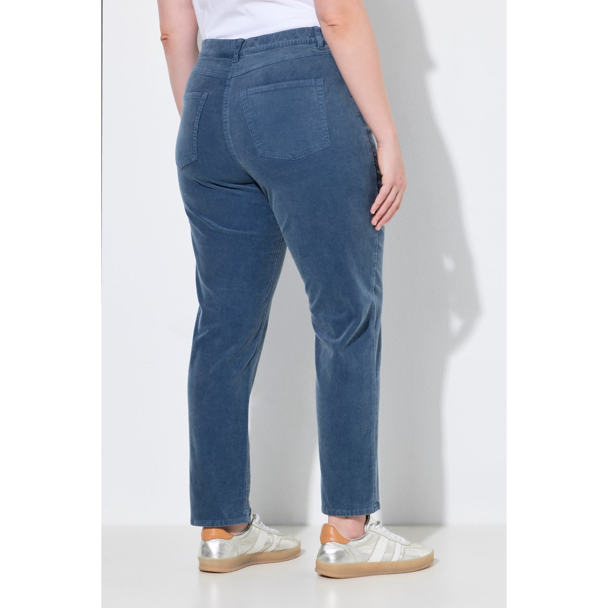 Pantalon en velours côtelé extensible bleu, ULLA POPKEN