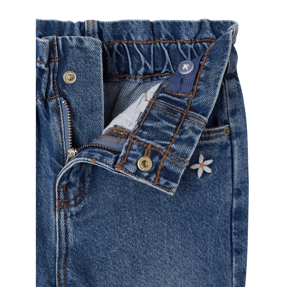 Pantalon paperbag bleu moyen, VERTBAUDET