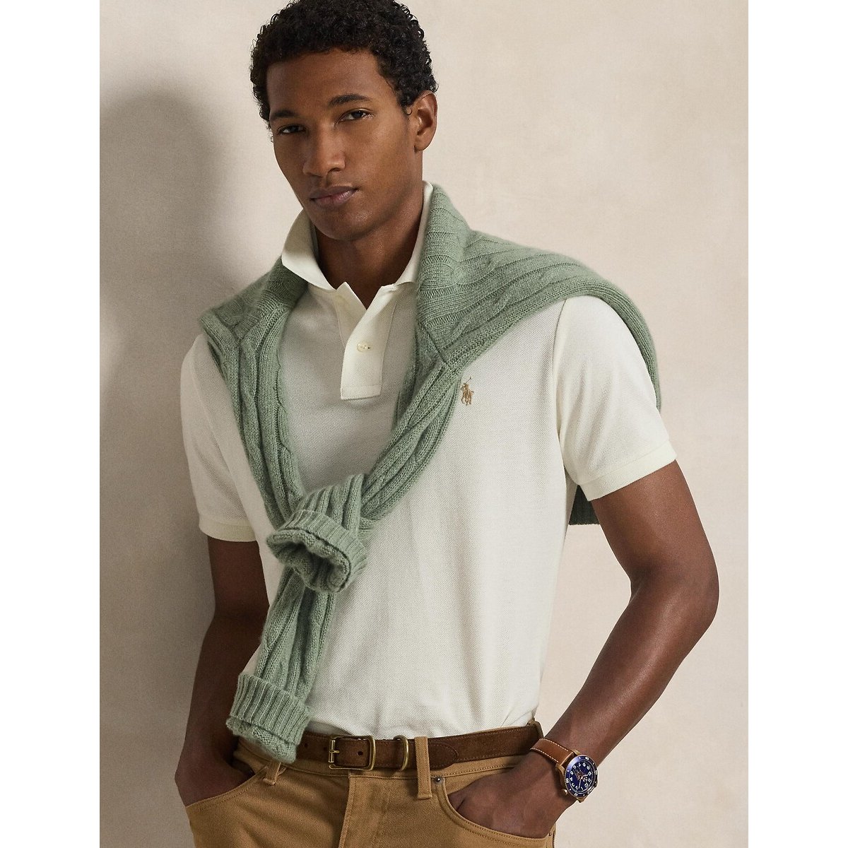 Iconic Polo Shirt in Cotton Pique cream, POLO RALPH LAUREN