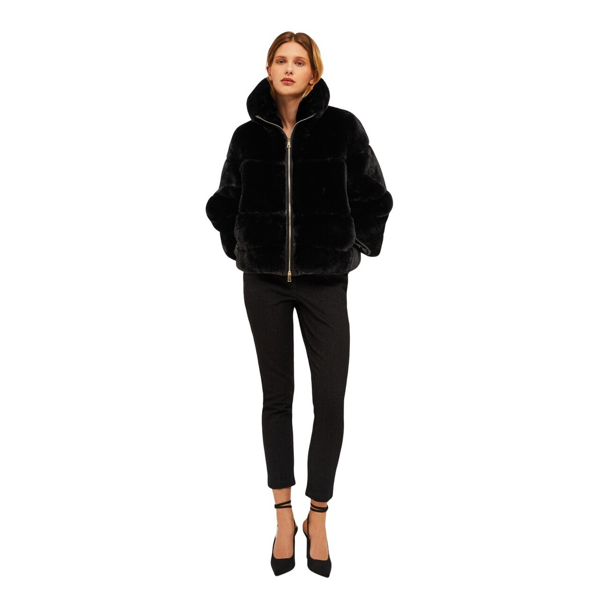Cape effet peluche avec intérieur rembourré noir, MOTIVI