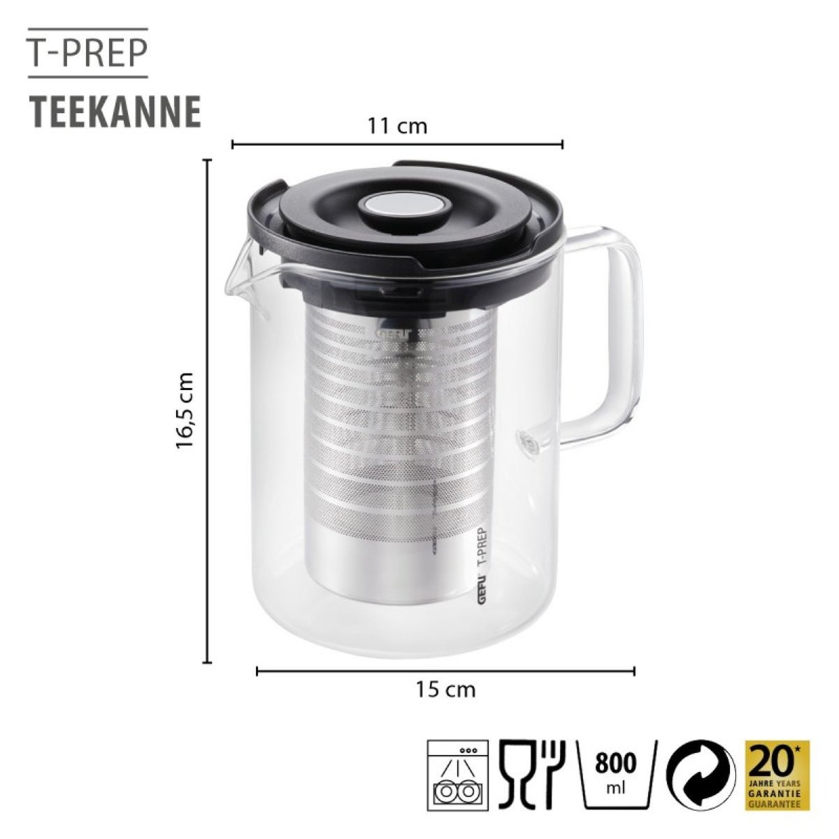 ThéIère t-prep - 0,8 l noir, GEFU