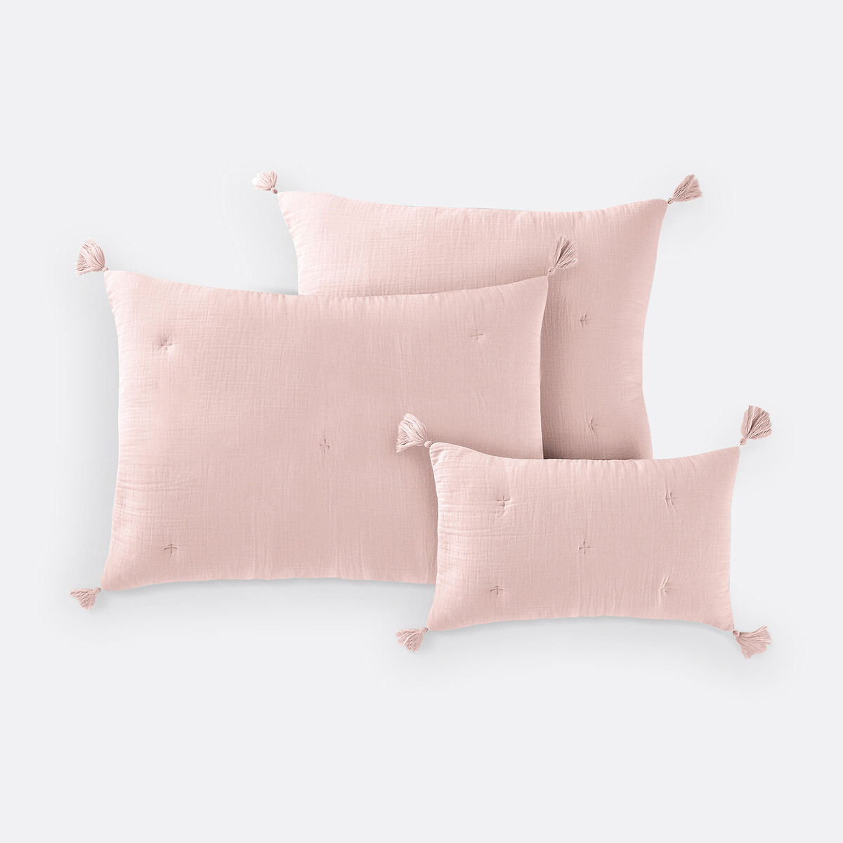 Capa de almofada acolchoada, em gaze de algodão, Kumla rosa claro, LA REDOUTE INTERIEURS