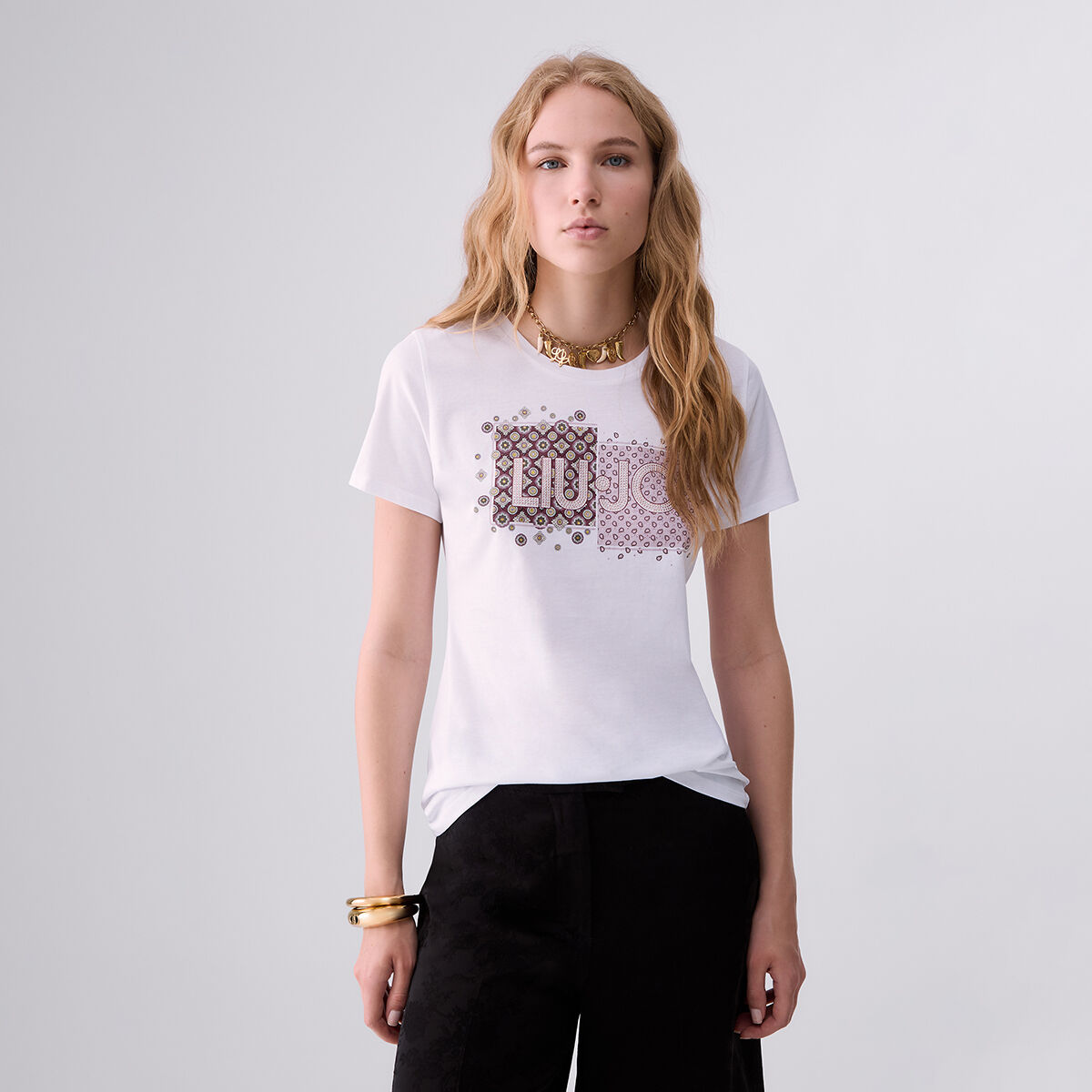 T-shirt avec logo blanc et rouge, LIU JO