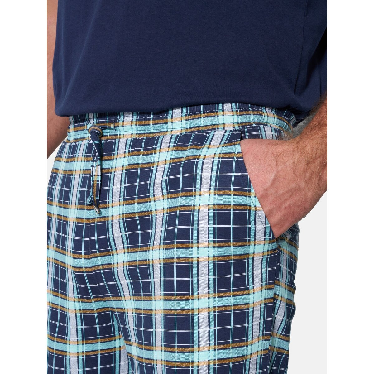 Short de pyjama RIGOBERT bleu foncé à carreaux, JAN VANDERSTORM