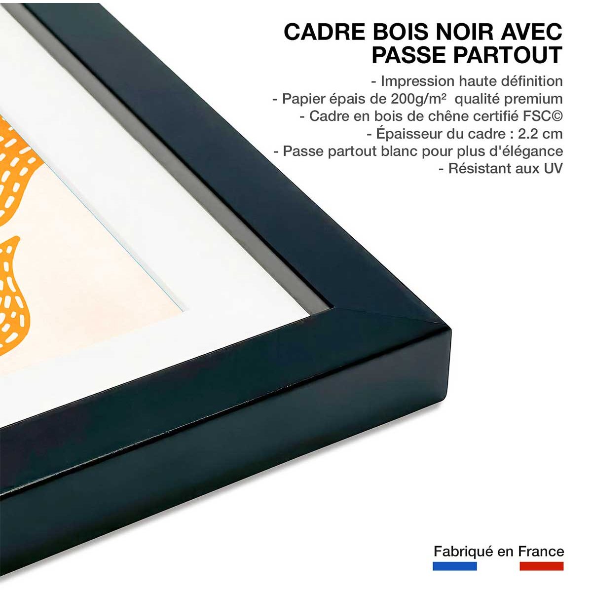Affiche ""Le Jardin de Van Gogh"" affiche + cadre en bois - noir, HEXOA
