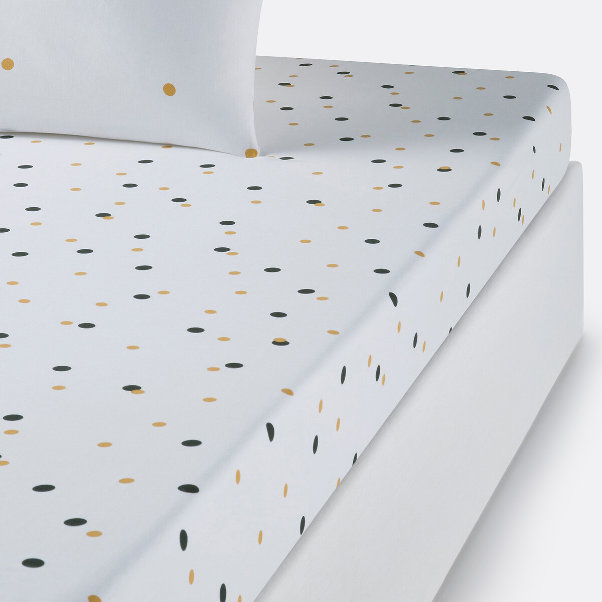 Drap housse coton, Perfect Night blanc/noir/or, LA REDOUTE INTERIEURS