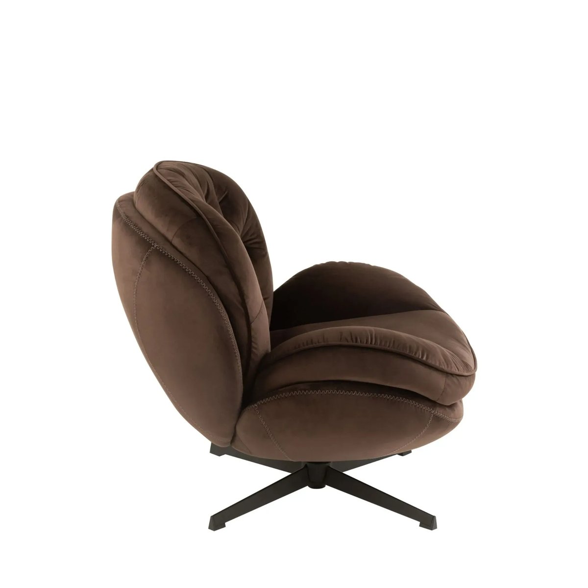 Fauteuil relax et son repose pied tissu et métal - LOUNGE marron, HELLIN, DEPUIS 1862