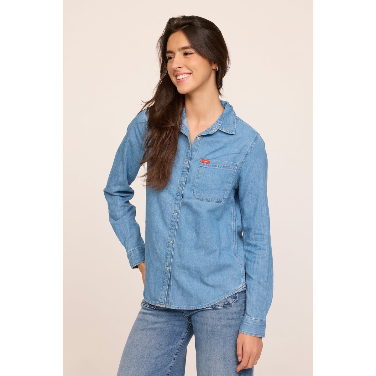 Chemise manches longues coton regular DAMIRA bleu clair, LEE COOPER