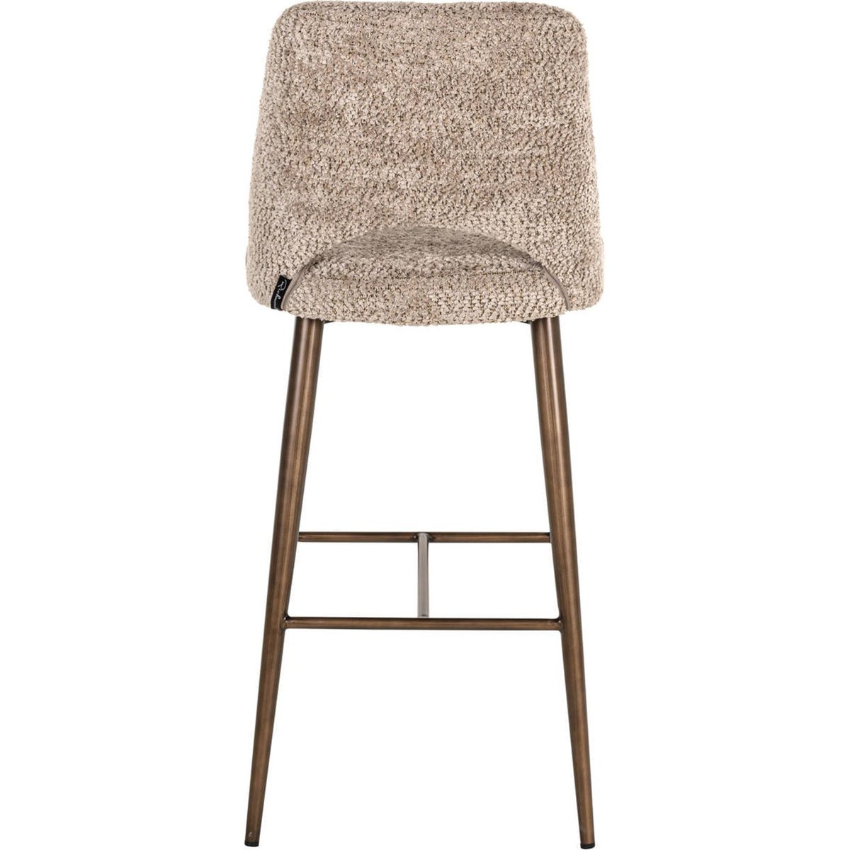 Tabouret de bar bouclette beige naturel et bronze, RECOLLECTION