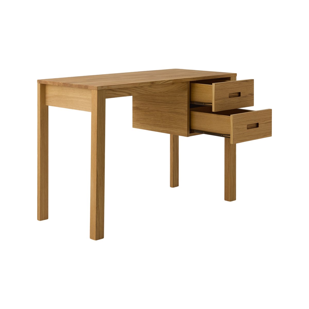 Bureau chêne massif 2 tiroirs - LUMINESCENCE bois clair, CAMIF