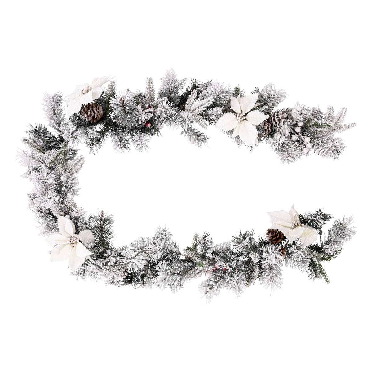 Guirlande Nature floquée 2m blanc vert, FEERIC LIGHTS & CHRISTMAS