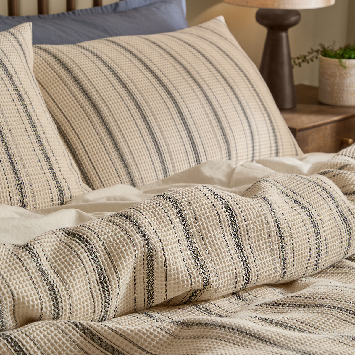 Selby Waffle 100% Cotton Duvet Cover and Pillowcase Set coal, YARD