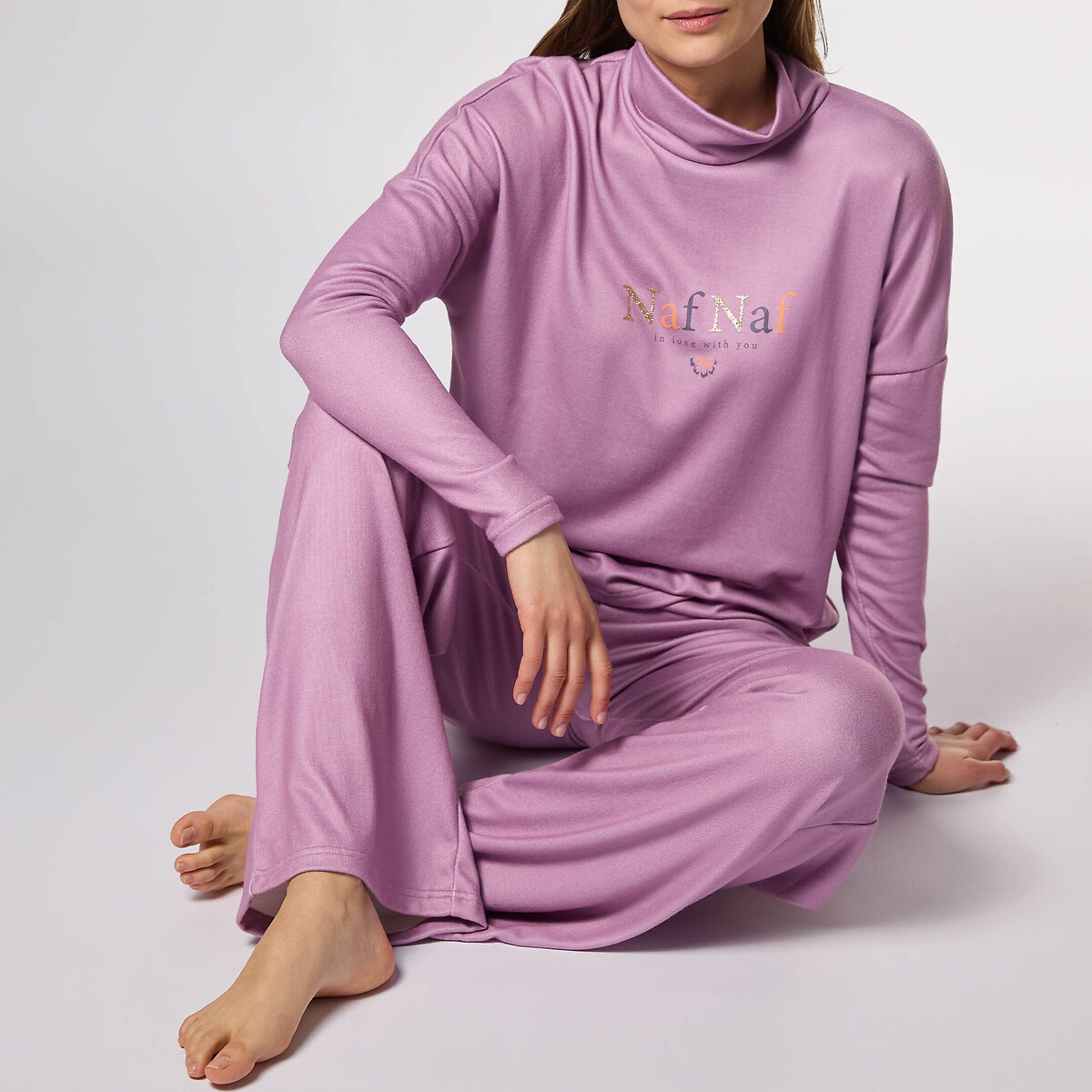 Pyjama homewear côtelé Patch violet, NAF NAF