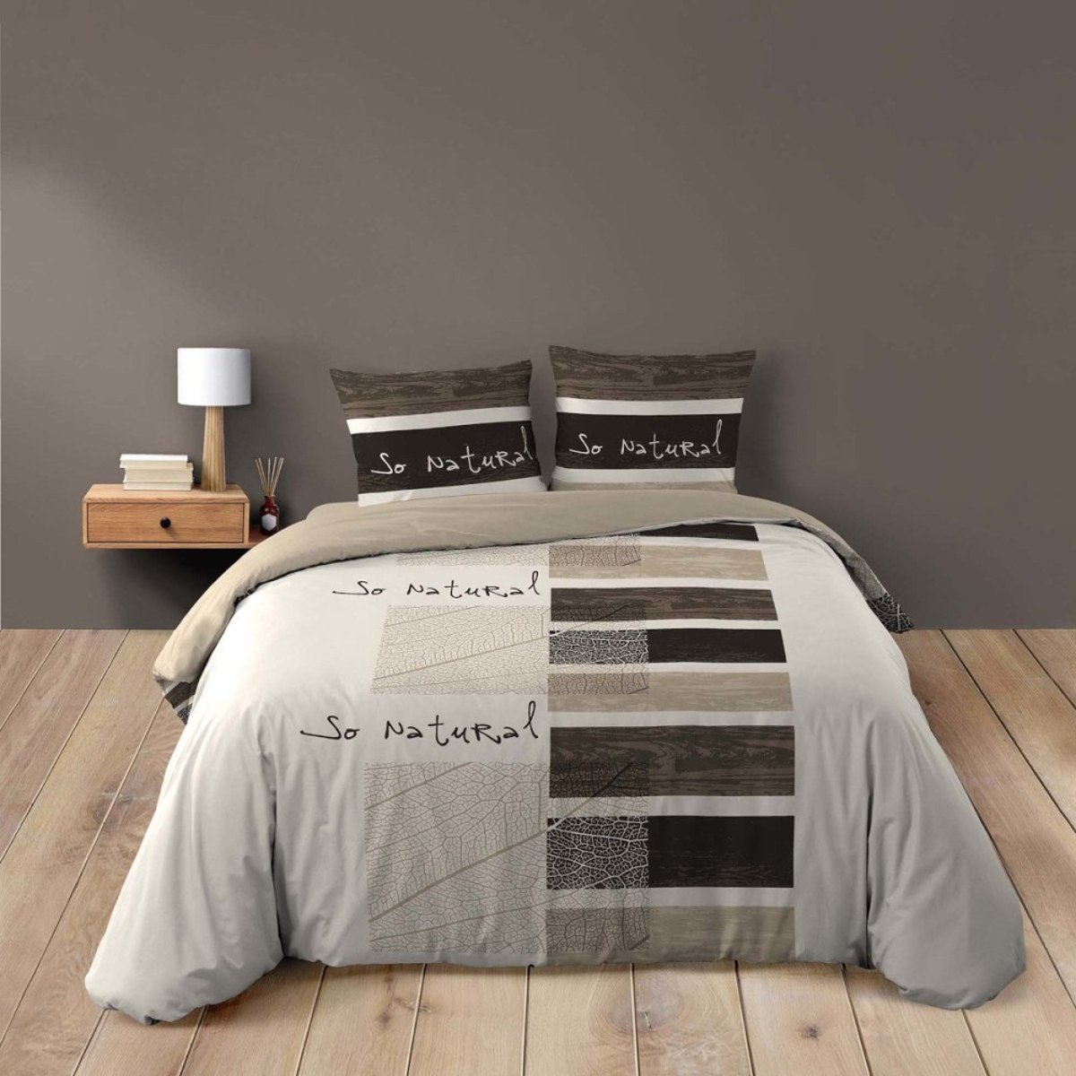 Housse de couette 260x240 + 2 taies SO NATURAL 100% coton beige, DECORATIE