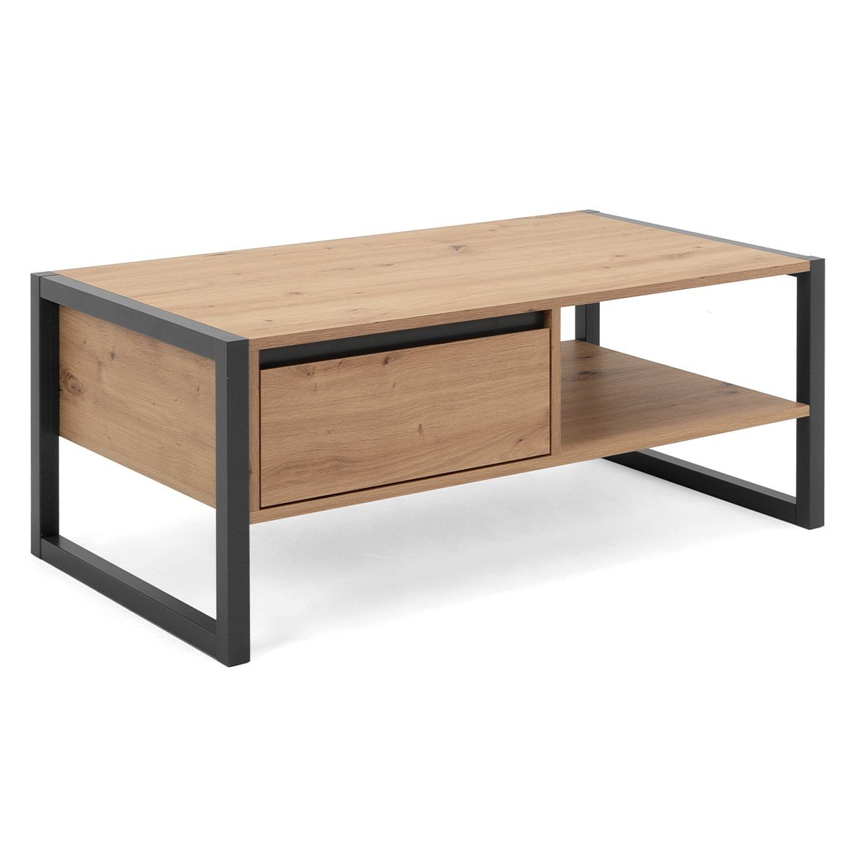 Table Basse avec Tiroir L100 cm - DENVER chêne artisan / gris, CALICOSY