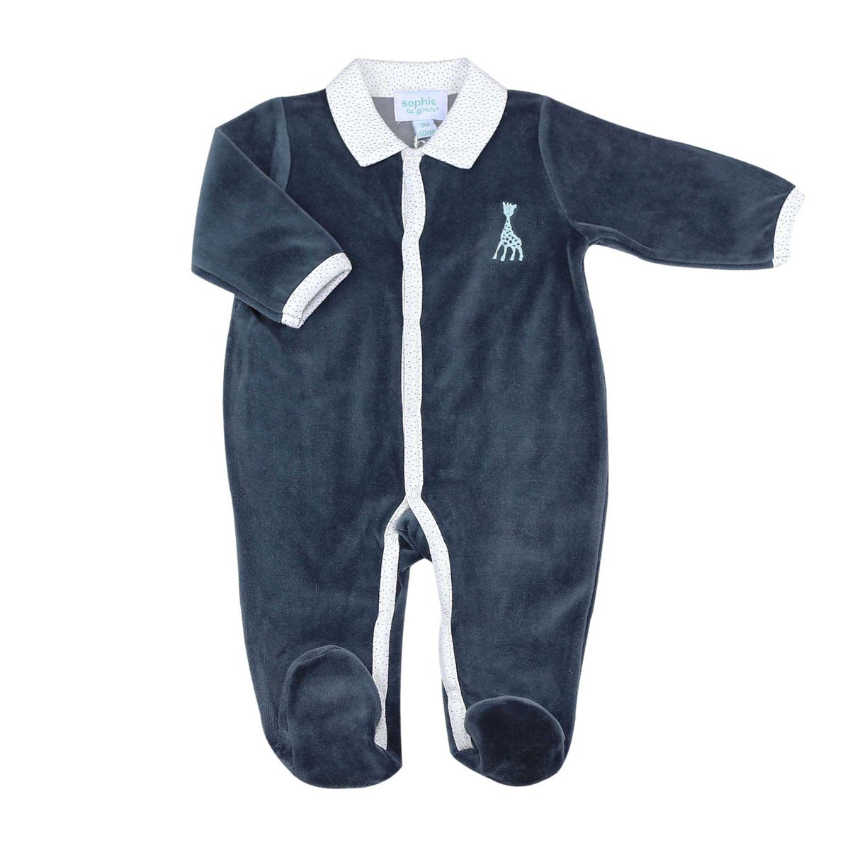 Pyjama naissance velours - Bleu marine azul, TROIS KILOS SEPT
