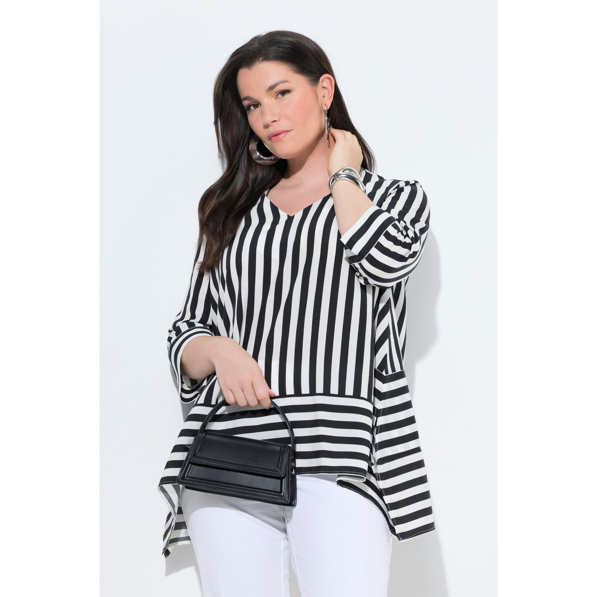 Blouse en Lyocell à rayures noir, ULLA POPKEN