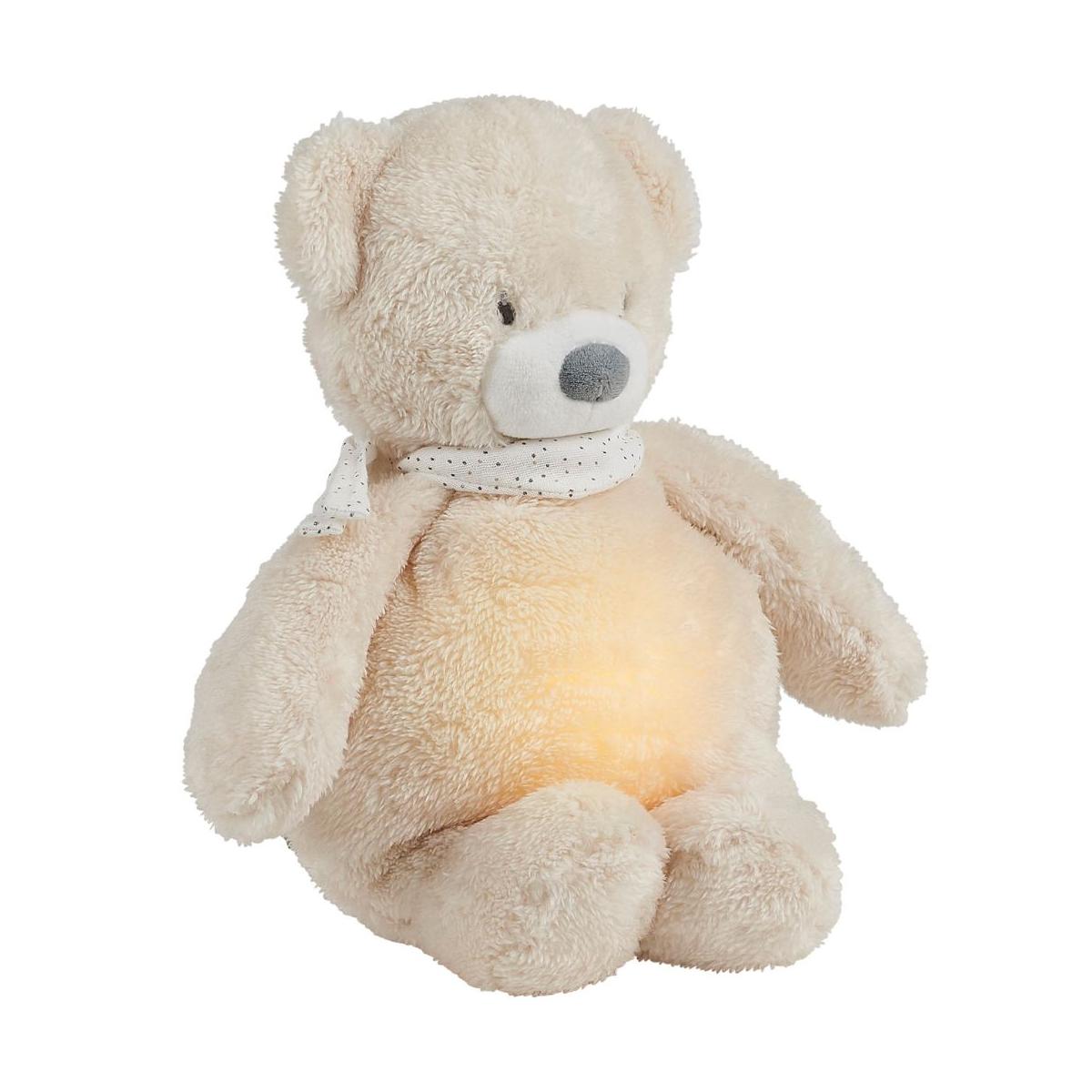 Peluche veilleuse Sleepy Lapin Brun Clair ecru, gris, blanc, NATTOU