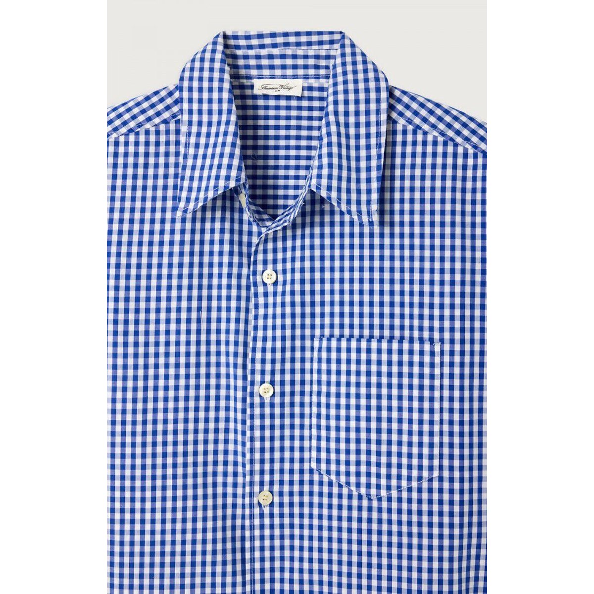 Camicia ampia a quadretti a maniche corte, EKIROW vichy blu, AMERICAN VINTAGE