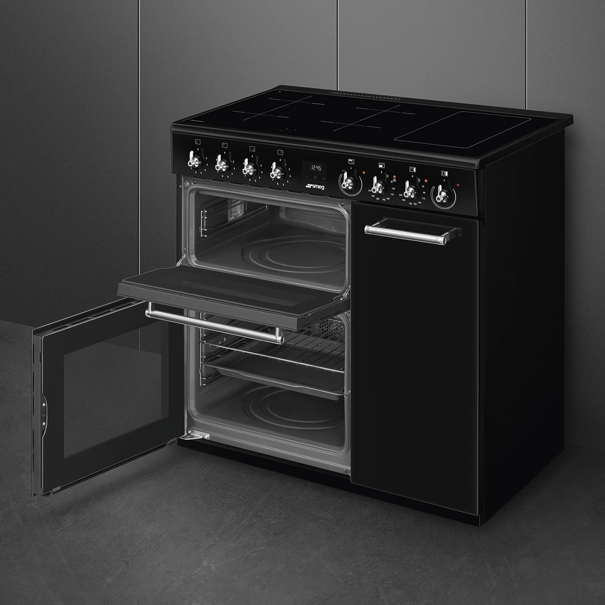 Piano de cuisson induction 4 feux 90 cm noir brillant, SMEG