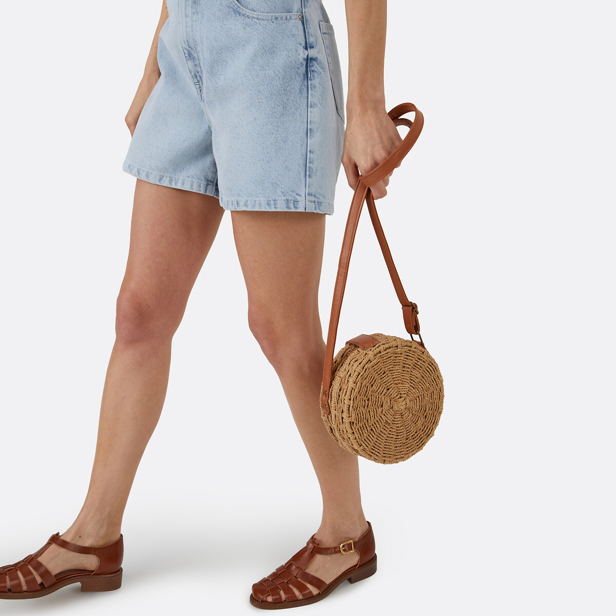 Geschlossene Sandalen aus Leder, Signature SOLENN kamel, LA REDOUTE COLLECTIONS