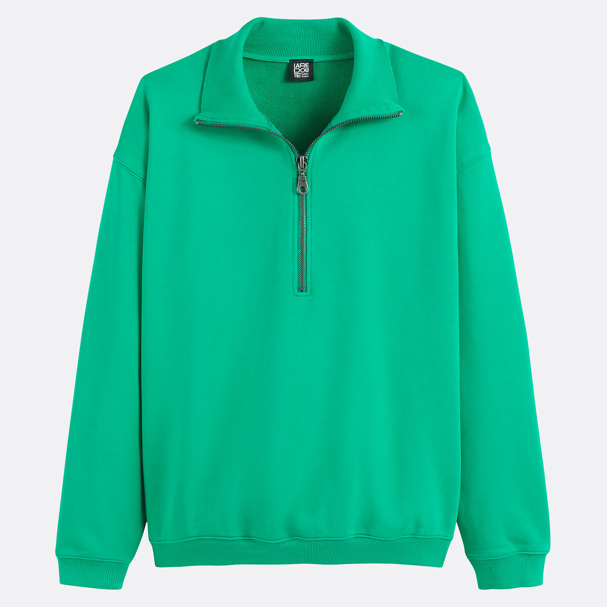 Sweat col camionneur zippé stonewashed, effet délavé, Signature vert, LA REDOUTE COLLECTIONS