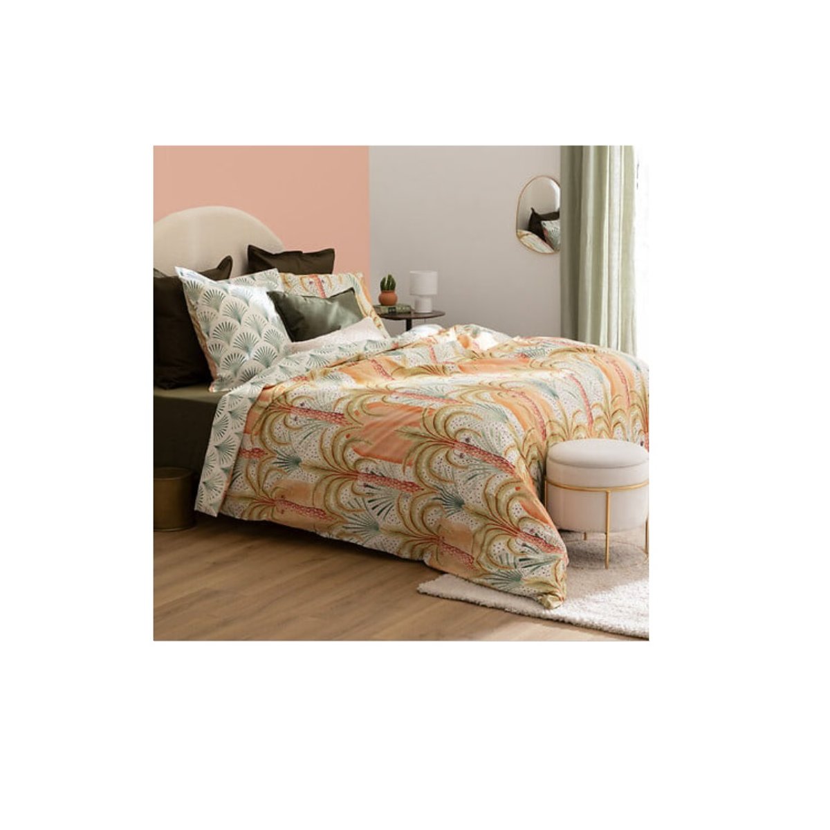 Parure de lit percale de coton Janice vert, EDEN