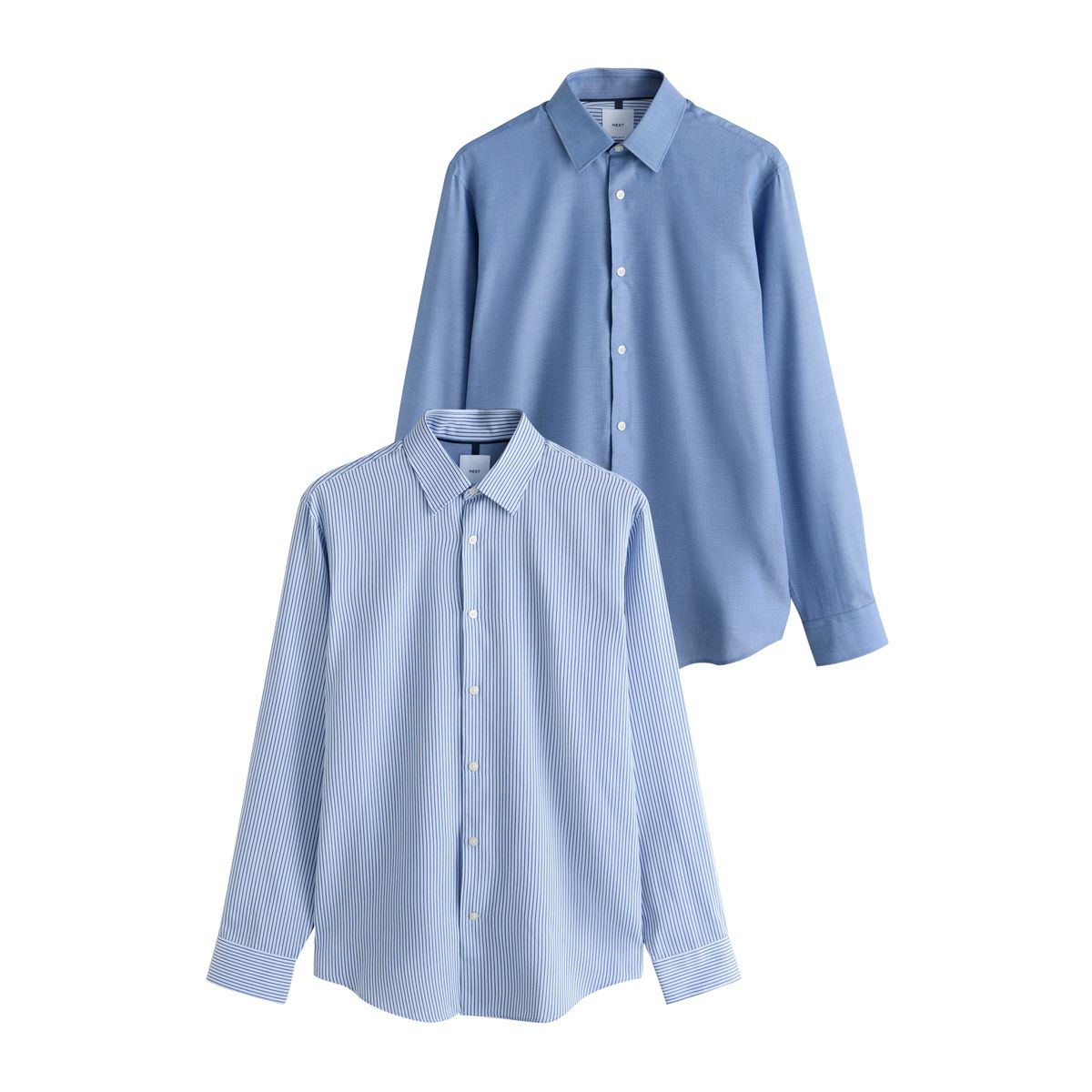 Chemise habillée à poignet simple, lot de 2 texture bleue/rayure bleue, NEXT