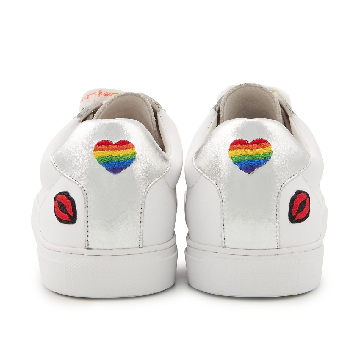 Baskets En Cuir Simone Love Is Love blanc, BONS BAISERS