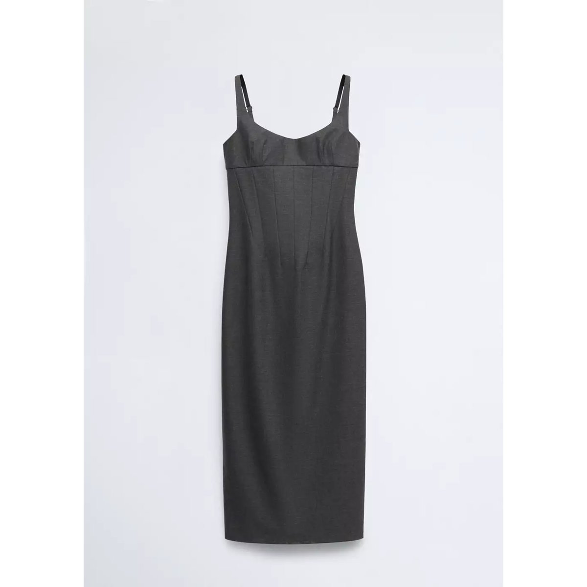 Robe laine coutures décoratives gris, MANGO