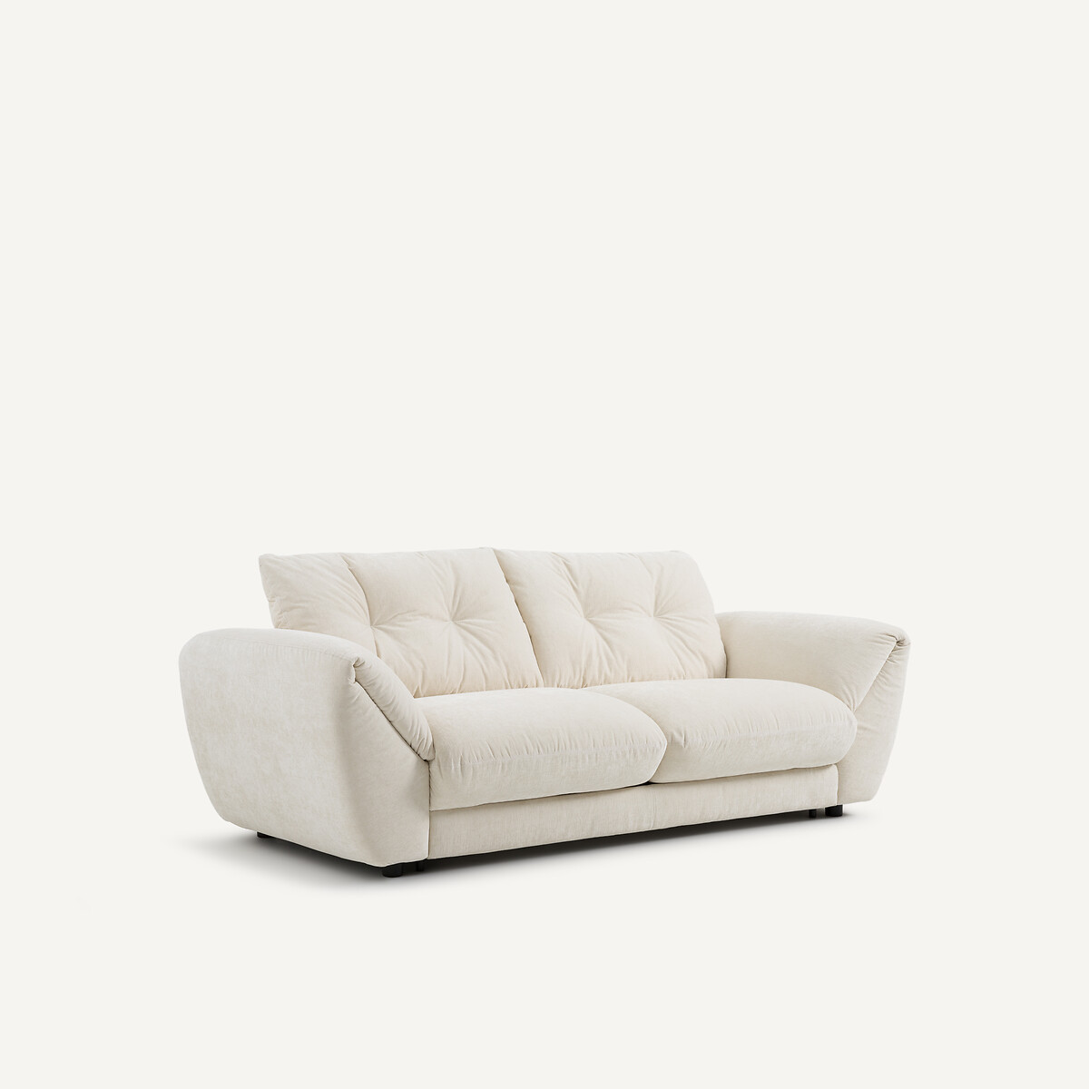 Canapé 3P convertible velours chenille, Edgar blanc, AM.PM