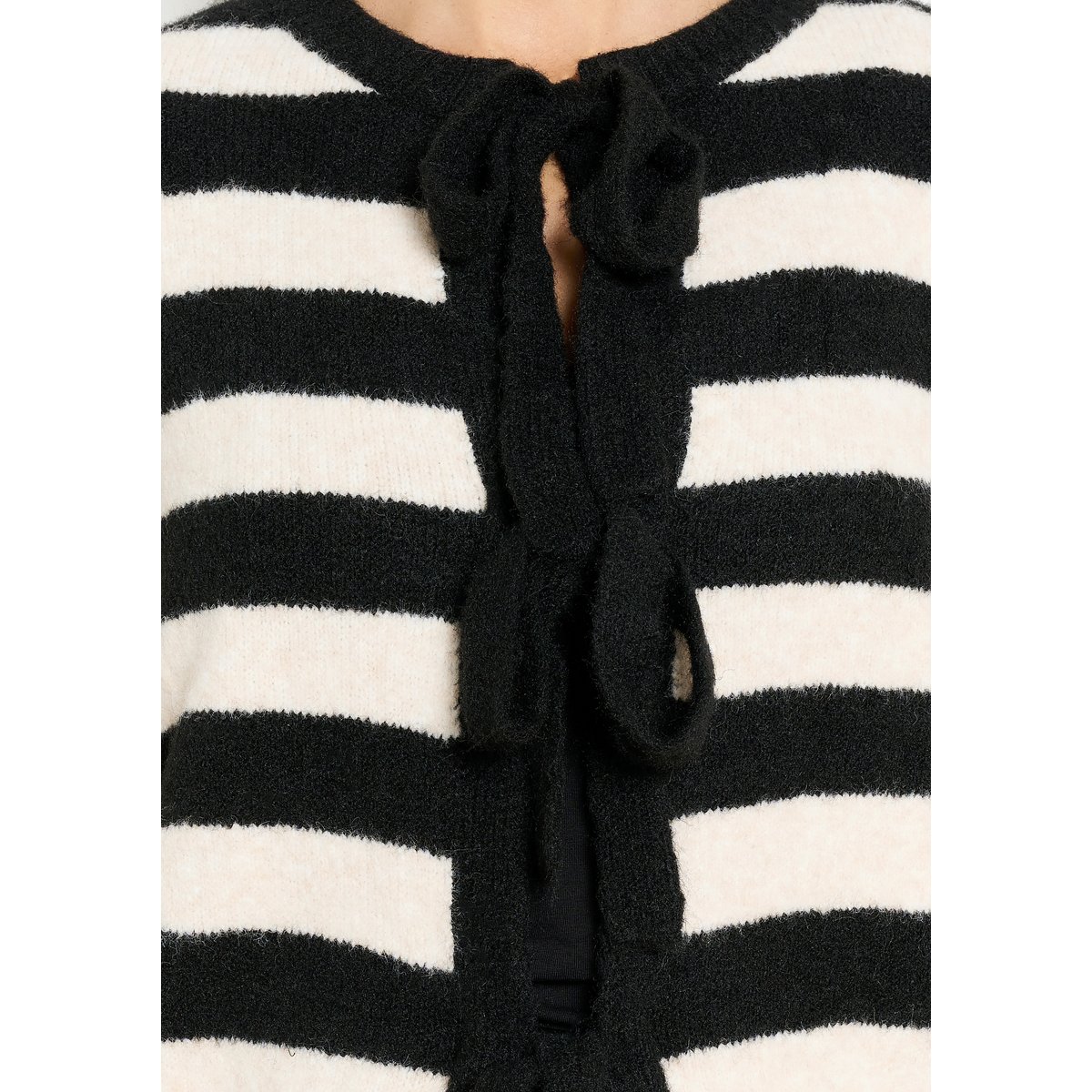 Cardigan rayé à noeuds blanc vanille, LOLALIZA