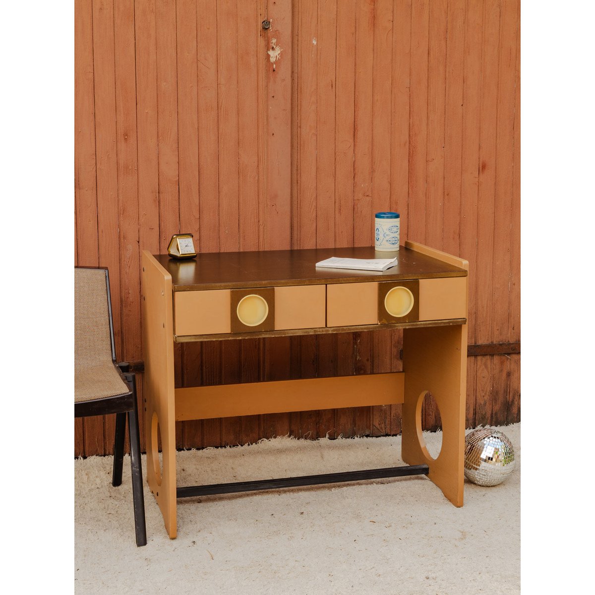 Bureau en bois marron et camel Yvan N°582 - Bon état marron, DEBONGOUT