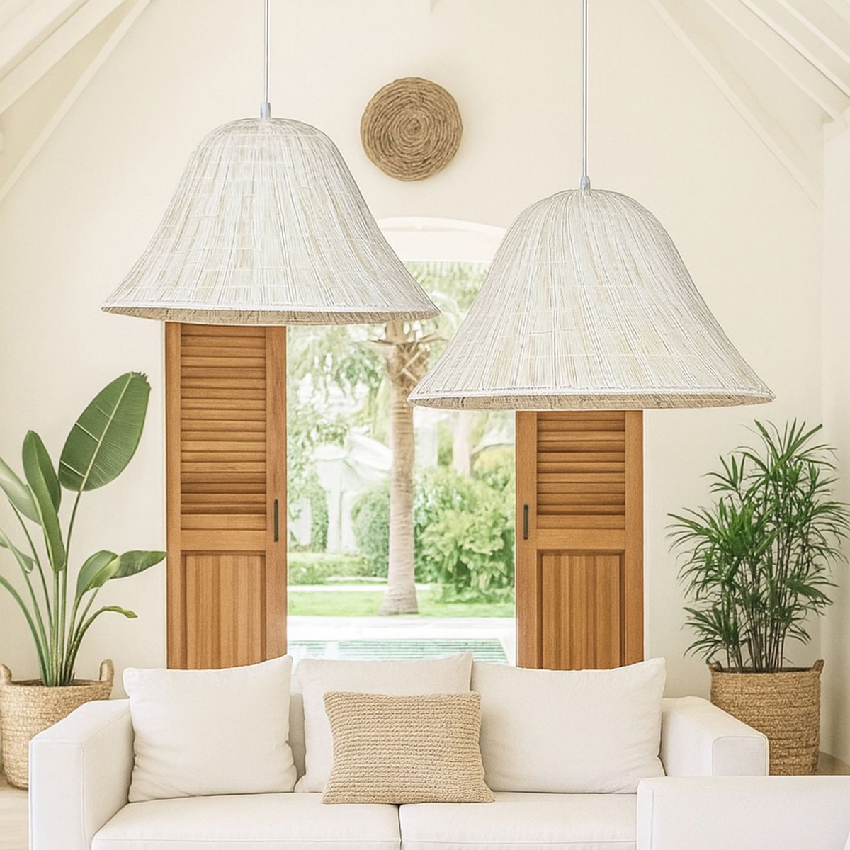 Suspension en feuilles de palmier, MAA blanc, NOW'S HOME