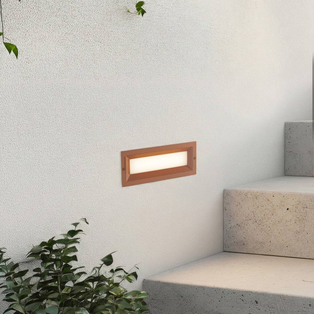 Applique extérieure en aluminium moderneLED brun rouille, blanc, LUCANDE